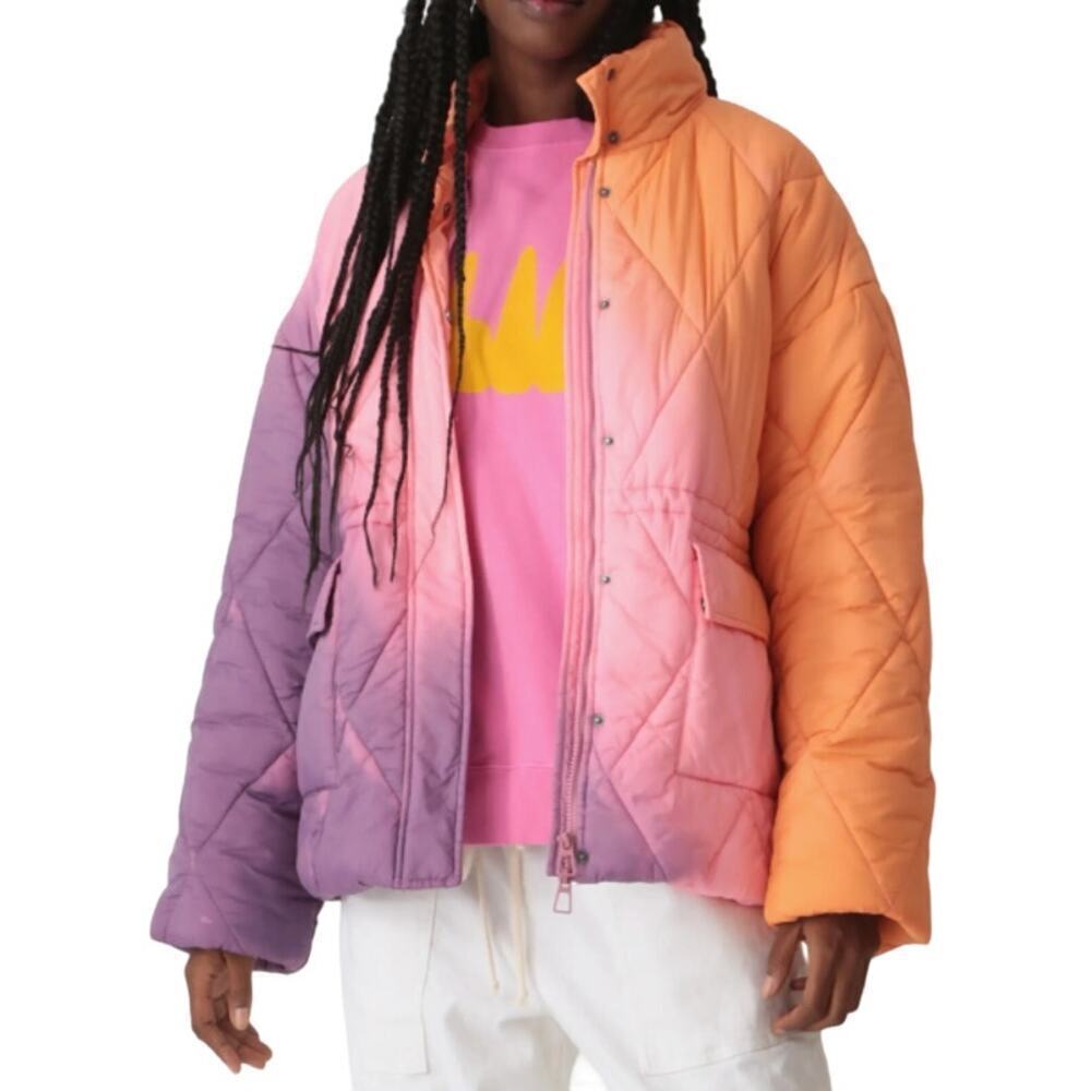 Electric & Rose Aiden Ombré Quilted Jacket in Purple/Pink/Orange, Size XS​​​​